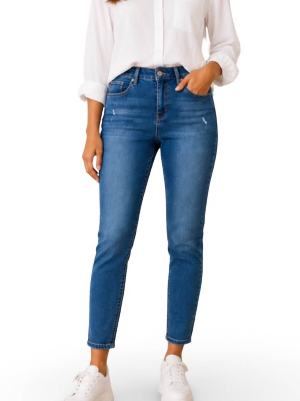 Nicole Miller Tribeca Mid Rise Ankle skinny Jeans Blue 14